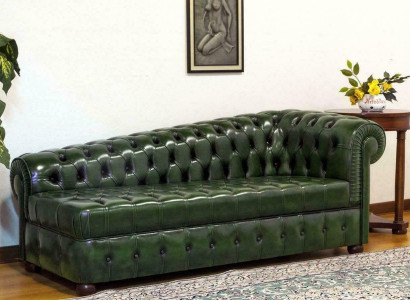 Chaise Longues Chesterfield Sofa Green Couch Lounger Ottoman Recamiere Leather Chiase
